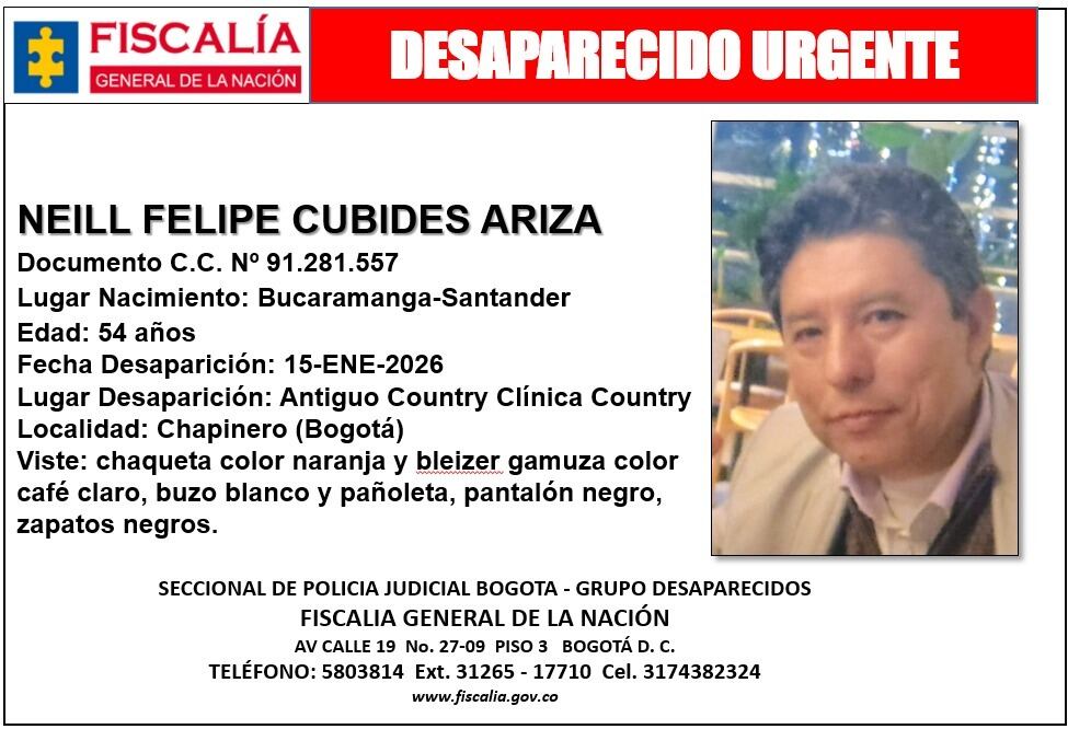 Tras la desaparición de Cubides, se detectaron millonarios movimientos bancarios irregulares en sus cuentas en la madrugada del 16 de enero - crédito Fiscalíacol