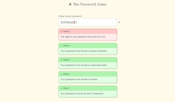 The Password game pide condicinoes