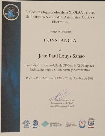 El certificado obtenido por Jean