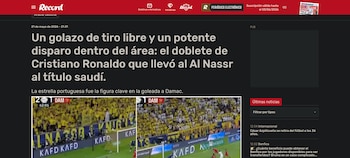El diario deportivo más importante de Portugal resaltó la gran actuación de CR7 ante Damac por la Liga Profesional Saudí-crédito Record Portugal
