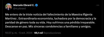 Marcelo Ebrard lamenta el fallecimiento
