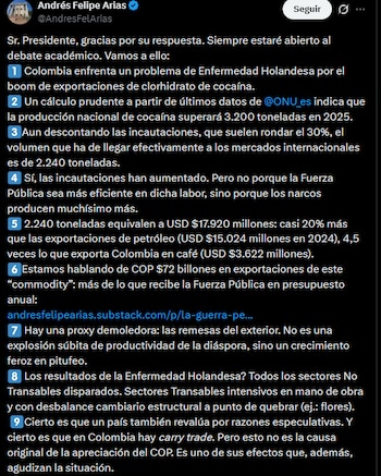 El expolítico y economista colombiano