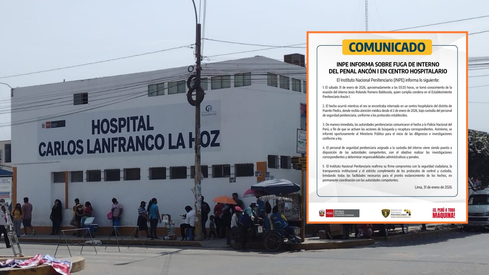 Fuga de secuestrador de Ancón I en Puente Piedra: autoridades activan búsqueda. (Foto composición: Infobae Perú/INPE/Difusión)