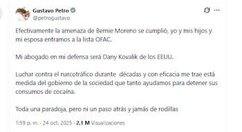 El presidente Gustavo Petro reaccionó a su inclusión en la Lista Clinton - crédito @petrogustavo/X