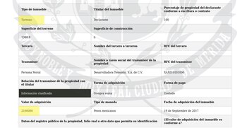 (Captura de la declaración patrimonial de Renan Barrera)