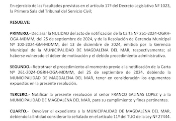 Servir anuló sanción de Franco Salinas