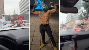 ¡De luchador a limpiaparabrisas! Enmascarado se vuelve viral por trabajar entre los autos cerca de Bellas Artes