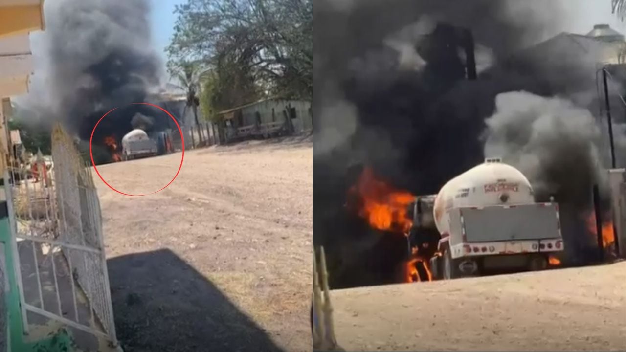 La cisterna se incendió mientras realizaba el trasiego de combustible en San Esteban, Olancho. (FOTO: HRN)