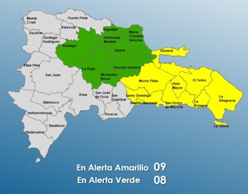 El COE de República Dominicana declaró alerta amarilla en nueve provincias por lluvias y riesgo de inundaciones./(Centro de Operaciones de Emergencias)