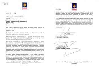 Con esta carta el fiscal