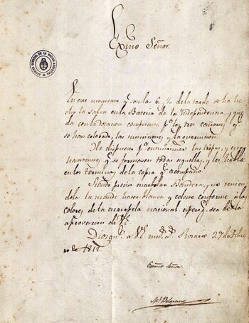 Carta de Belgrano comunicándole al