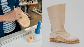 Presentan un zapato fabricado con la red de raíces de los hongos en la Semana del Diseño de Milán