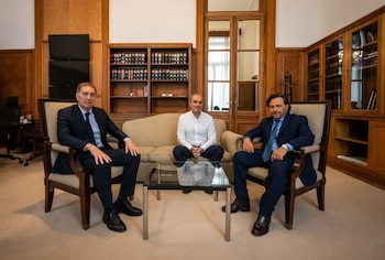 Diego Santilli, Lule Menem y Gustavo Saenz