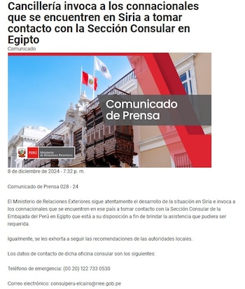 Cancillería compartió un comunicado con