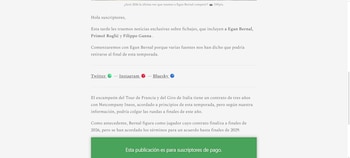 El periodista especializado en fichajes detalló que el excampeón del Tour de Francia en 2019 y el Giro de Italia 2021-crédito dnlbenson.substack.com/
