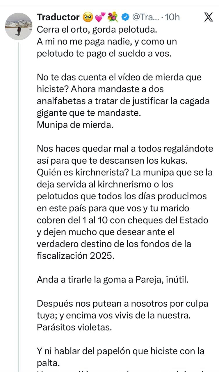 Los insultos del tuitero libertario