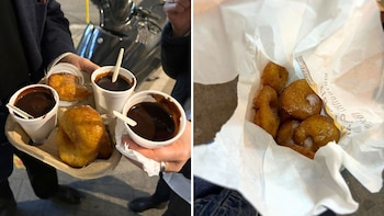 Vasos de chocolate con buñuelos