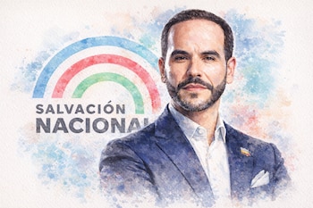 El presidente electo Abelardo de la Espriella posa frente al logo de Salvación Nacional - crédito