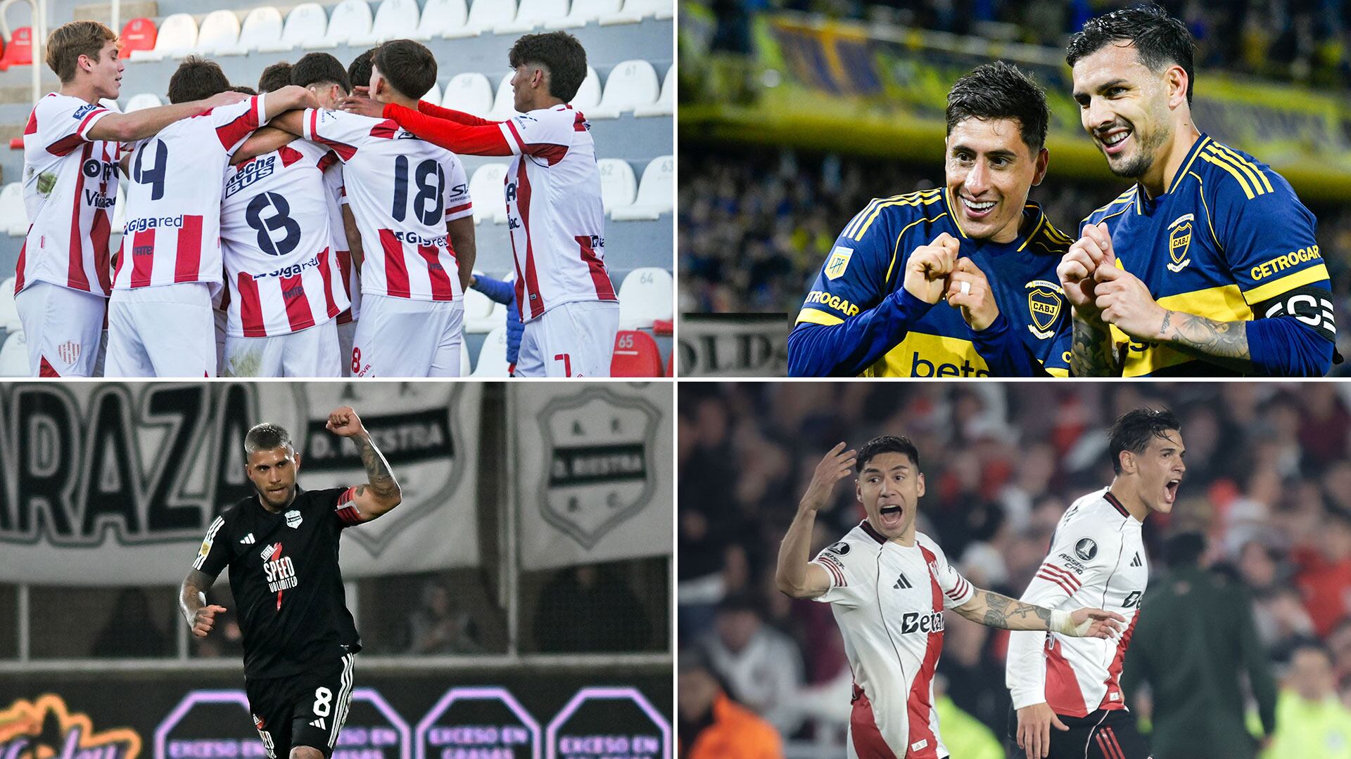 Arriba: Unión de Santa Fe lidera la Zona A y Boca Juniors es uno de sus perseguidores. Abajo: Deportivo Riestra manda en la B y detrás se ubica River Plate