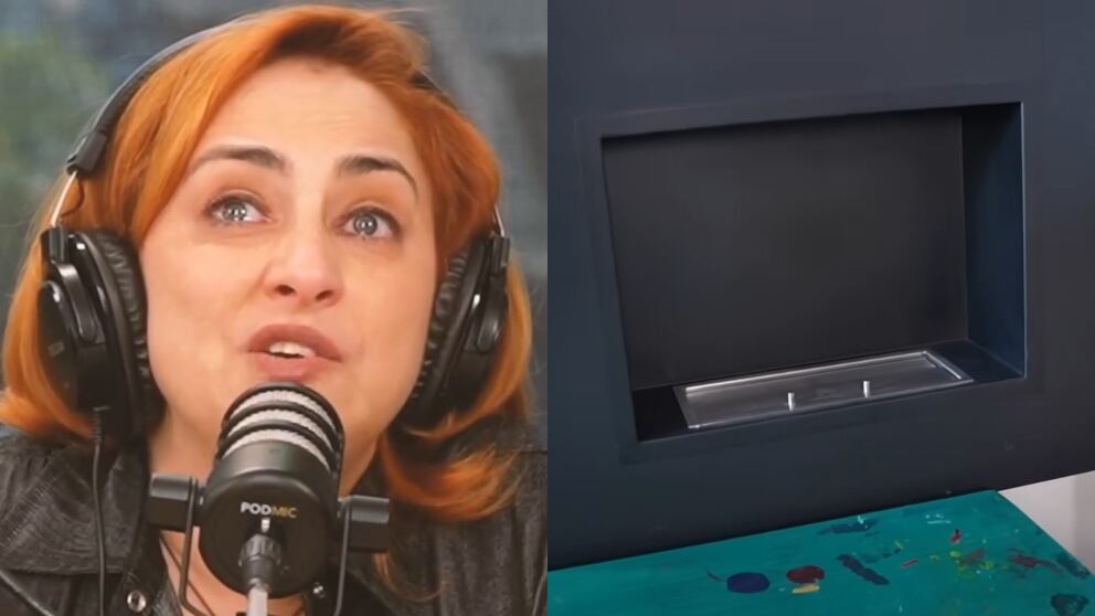 María Julia Oliván junto a la estufa que le provocó las quemaduras