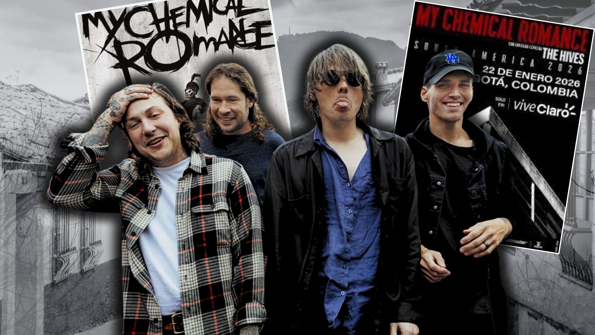 My Chemical Romance anuncia su primer concierto en Colombia para enero de 2026 - crédito Montaje Johan Largo/Infobae-Billboard/X
