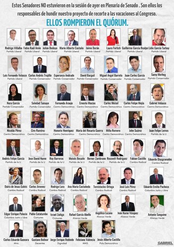 Listado de senadores que no