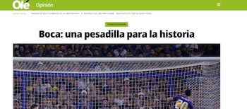Portada del diario Olé de Argentina tras la eliminación de Boca Juniors en la Copa Libertadores 2025