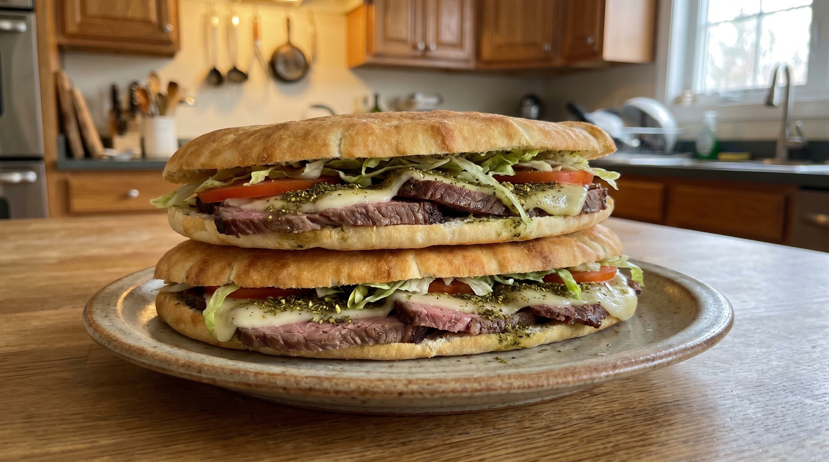 El sándwich de pernil brasileño une pan sirio, carne asada, vegetales frescos y queso fundido, mezcla tradiciones de São Paulo y la cultura libanesa (Imagen Ilustrativa Infobae)