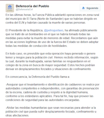 La Defensoría del Pueblo alertó,