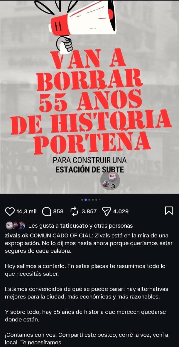 La denuncia del local en sus redes sociales