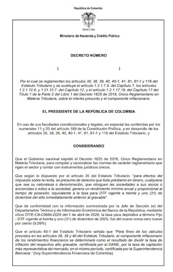 El efecto real del decreto estará determinado por la evolución de factores como la inflación y las tasas de interés durante 2026 - crédito Ministerio de Hacienda