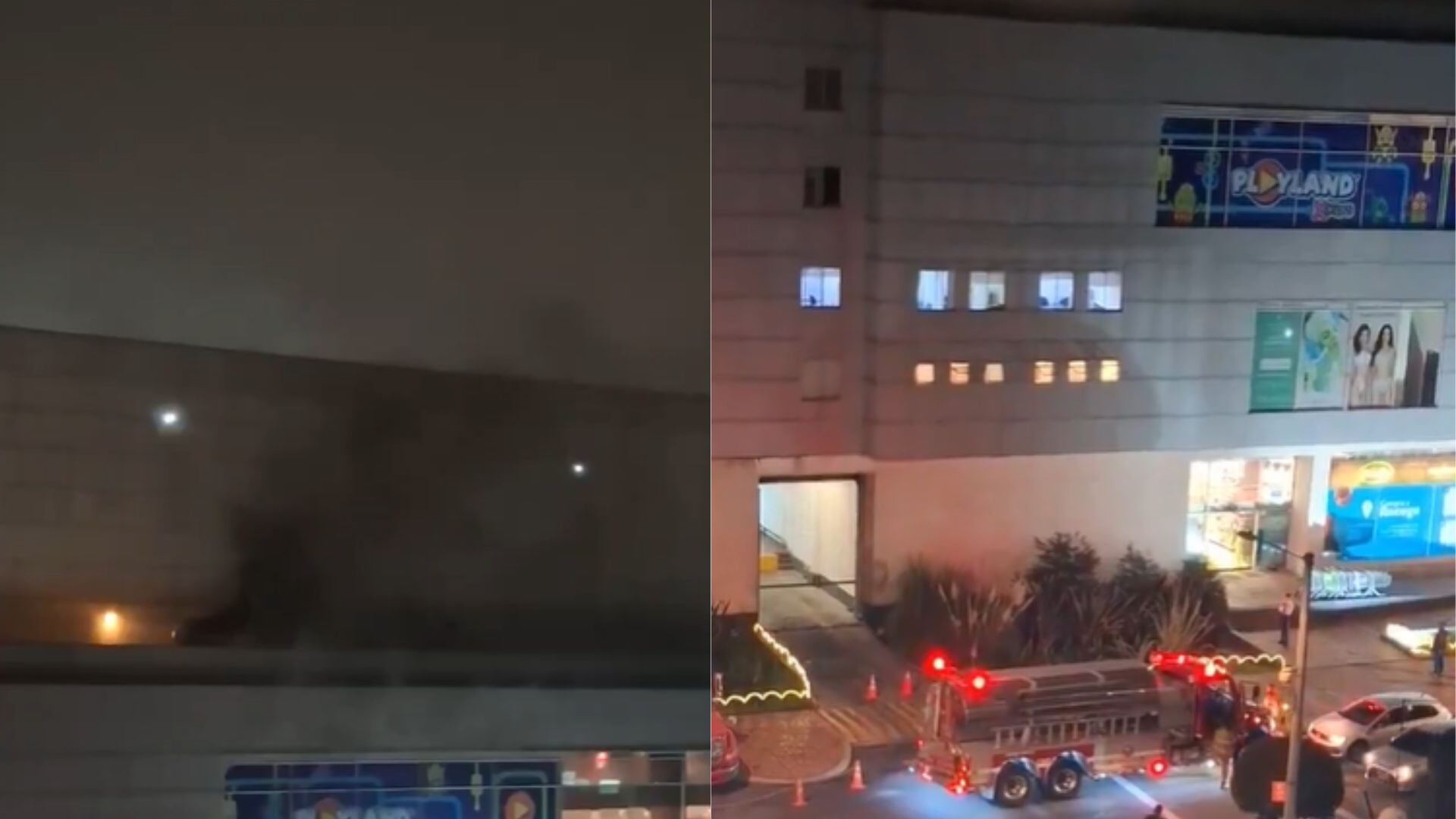 El humo cubrió la zona superior del centro comercial y provocó la salida urgente de quienes se encontraban en la plazoleta de comidas. - crédito captura de video