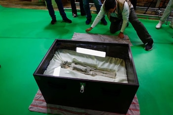 Un miembro del equipo coloca