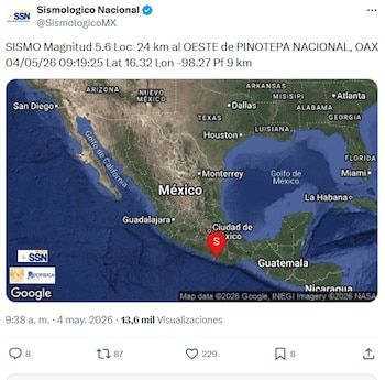 Se registra simos de magnitud 5.6 en Oaxaca: se activa alerta sismica en la Ciudad de México
(Foto: Captura)