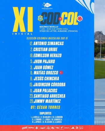 11 elegidos por César Torres para iniciar el partido contra la República Democrática del Congo en el Torneo Maurice Revello - crédito FCF