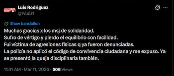 El presunto agresor agradeció los