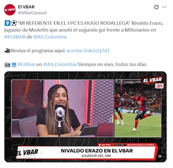Nivaldo Erazo, juvenil del Independiente Medellín, en diálogo con Caracol Radio el miércoles 30 de septiembre del 2026 - crédito @VBarCaracol/X