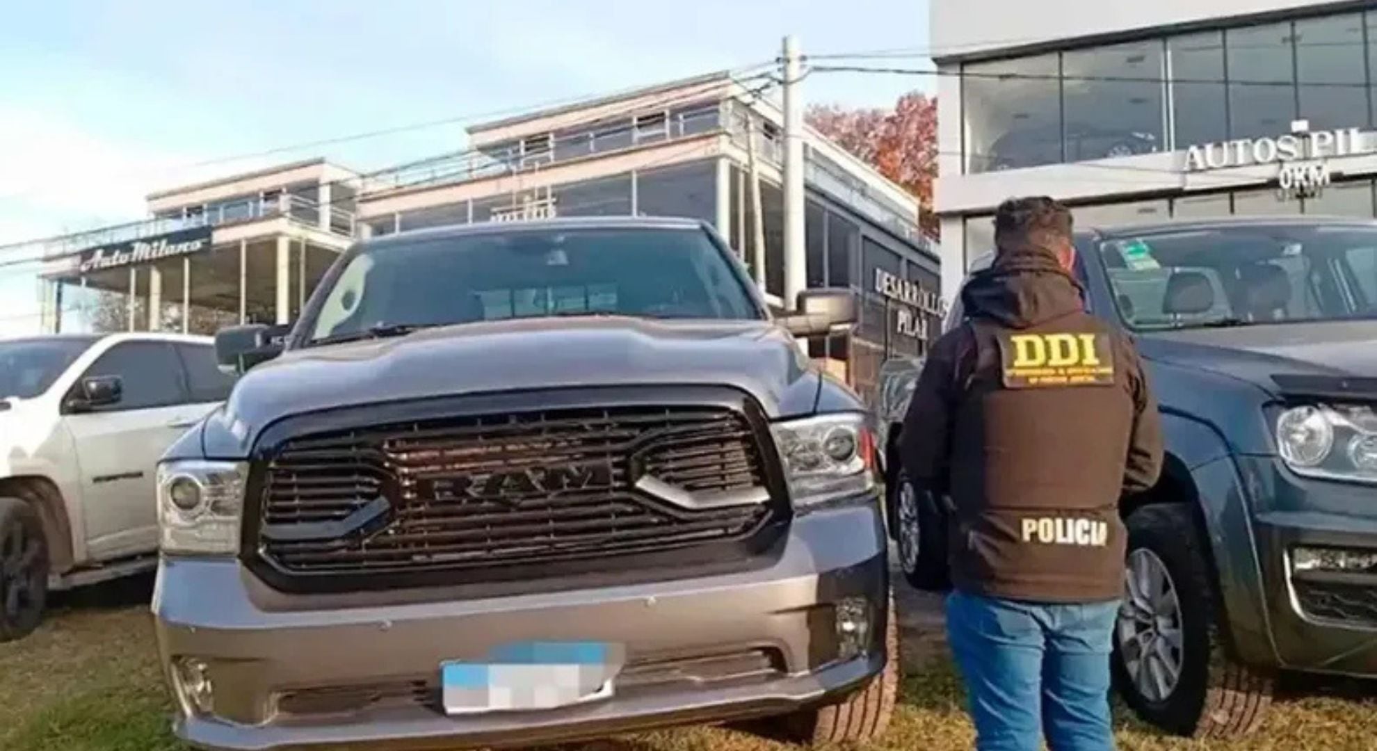 Uno de los vehículos que fueron secuestrados (Gentileza: Pilar a Diario)