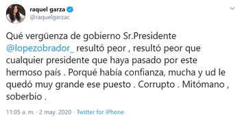 Raquel Garza criticó la actual