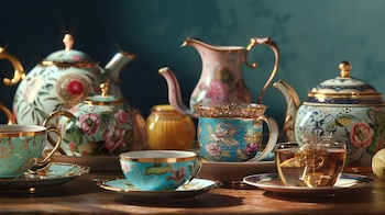 Una taza humeante de té,