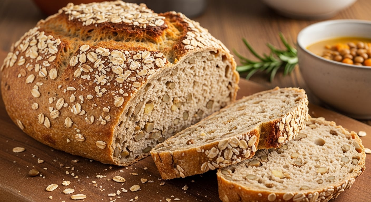 Receta de pan de lentejas y avena, rápida y fácil