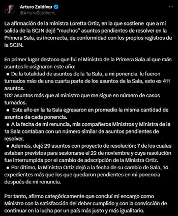 Arturo Zaldívar respondió a Loretta
