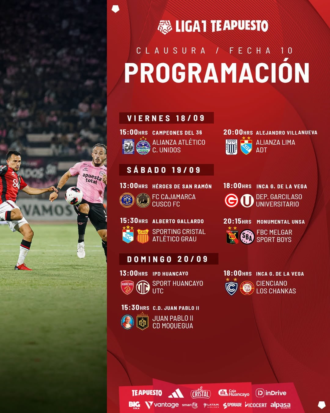Programación de la fecha 10 del Torneo Clausura de la Liga 1 2026. - créditos: Liga 1