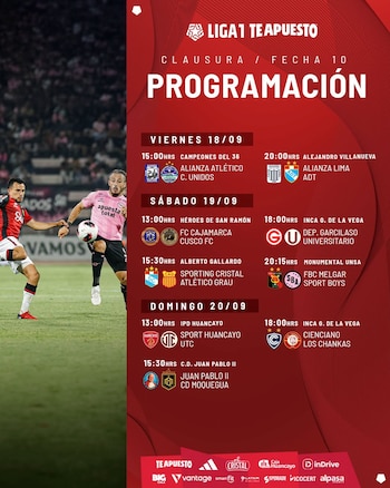 Programación de la fecha 10 del Torneo Clausura de la Liga 1 2026. - créditos: Liga 1