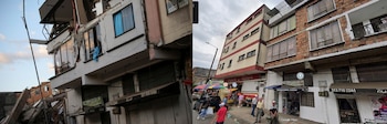 Así quedó una vivienda en la calle 13 con carrera 8 de Pereira a pocas cuadras de la Avenida del Ferrocarril - crédito Reuters/Juan Duque y Google Maps