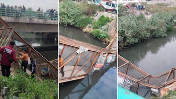 Puente peatonal colapsa en EDOMEX