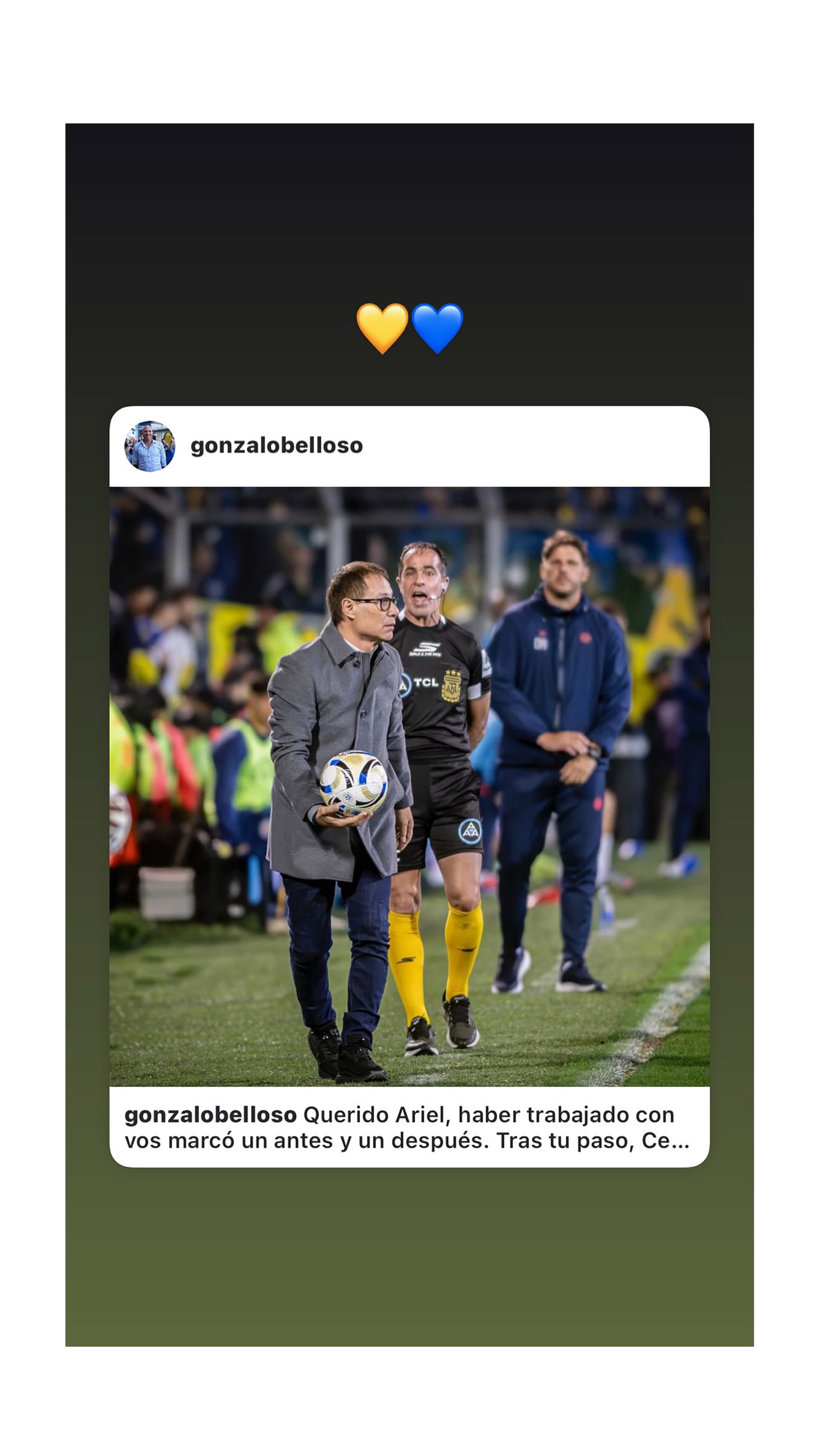 La respuesta de Ariel Holan en redes al comentario de Gonzalo Belloso