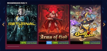 Un póster de videojuego con un guerrero robótico encapuchado en armadura blanca y roja, sosteniendo una escopeta, con un fondo rojo ardiente