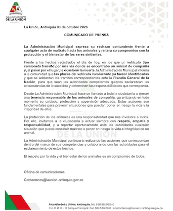 La Administración Municipal logró identificar las placas de la camioneta para avanzar en el caso - crédito Alcaldía La Unión/Facebook