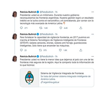 patricia bullrich le respondió a alberto fernández